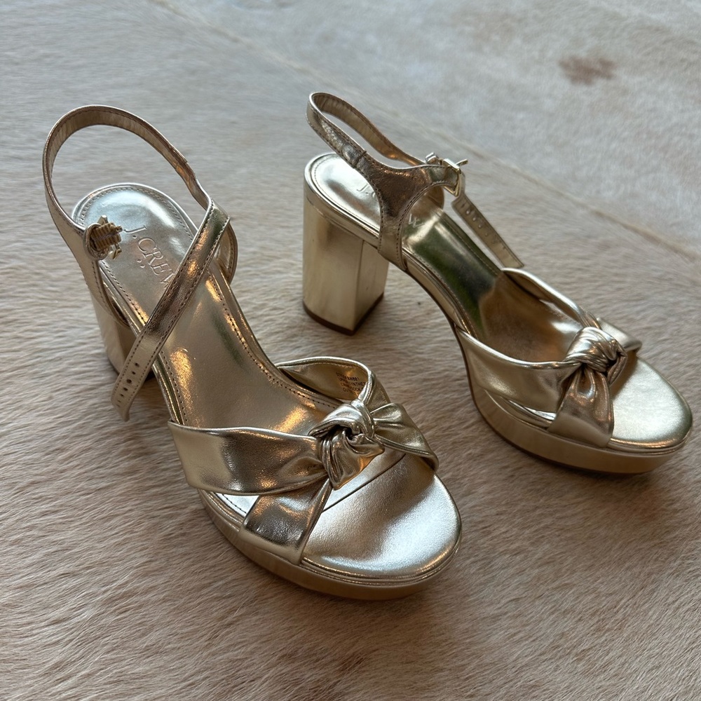 J. Crew Factory Gold Knot Platform Heels